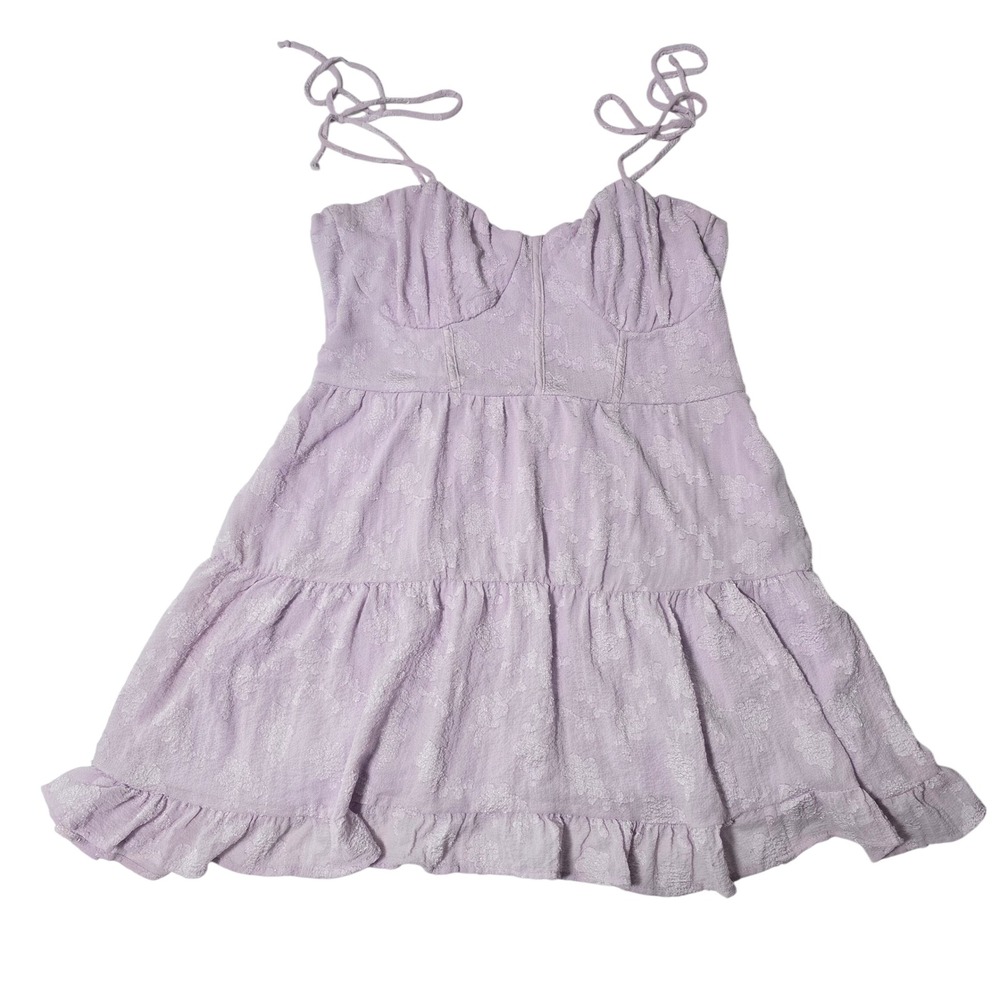 Wild Fable Lavender Floral Bustier Mini Dress XL Purple Tie Strap Corset Hippie